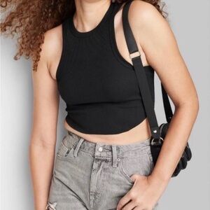 Wild Fable Black Ribbed Crop Top